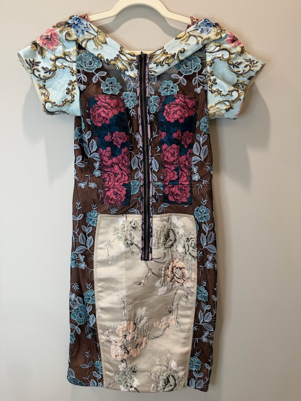 Beguile by Byron Lars Anthropologie 4P Embroidered Floral Brocade Dress